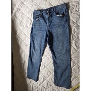 Aeropostale Jeans Womens 14 Blue 90s Super High Rise Straight Distressed Denim
